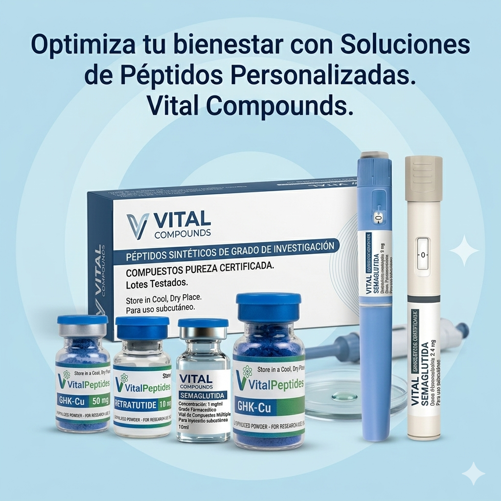 Línea de viales liofilizados VitalPeptides — péptidos sintéticos de investigación